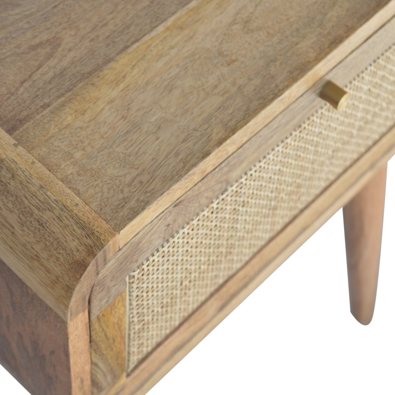 Handcrafted Rattan Bedside with 1 Drawer, Solid Wood, Minimalist Look