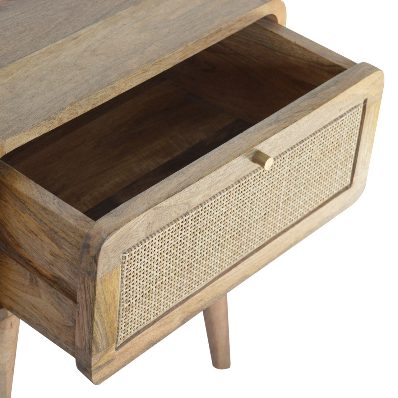Handcrafted Rattan Bedside with 1 Drawer, Solid Wood, Minimalist Look