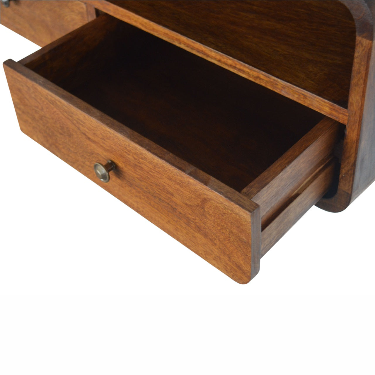 2 Drawer and Shelf Floating Chestnut Console - Solid Wood Unit