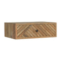 Floating Line Carved Bedside With Drawer - Handmade Solid wood