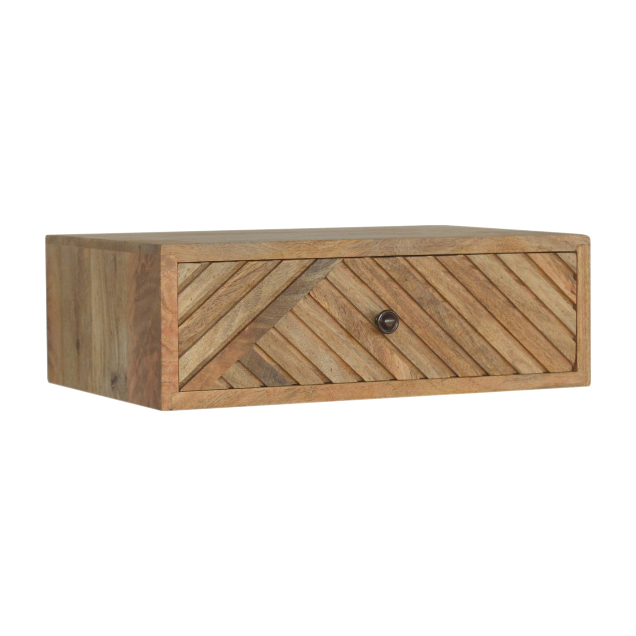 Floating Line Carved Bedside With Drawer - Handmade Solid wood