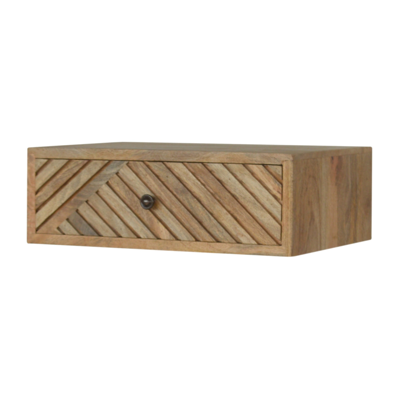 Floating Line Carved Bedside With Drawer - Handmade Solid wood
