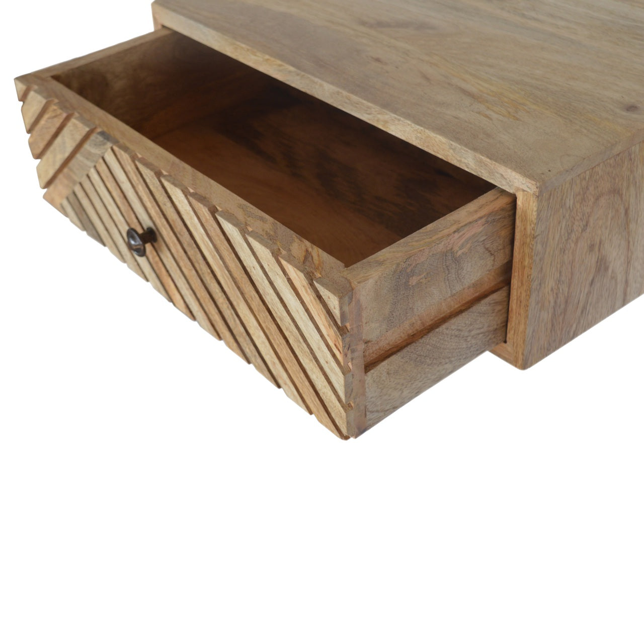 Floating Line Carved Bedside With Drawer - Handmade Solid wood