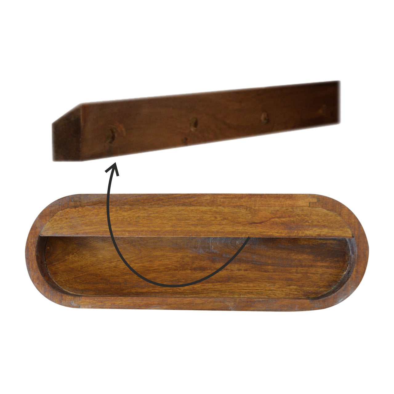 1 Drawer Wall Mounted Round Bedside - Soft Edge Solid Wood Unit