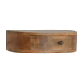 Wall-Mounted Rounded Bedside with 1 Drawer, Handmade Solid Wood