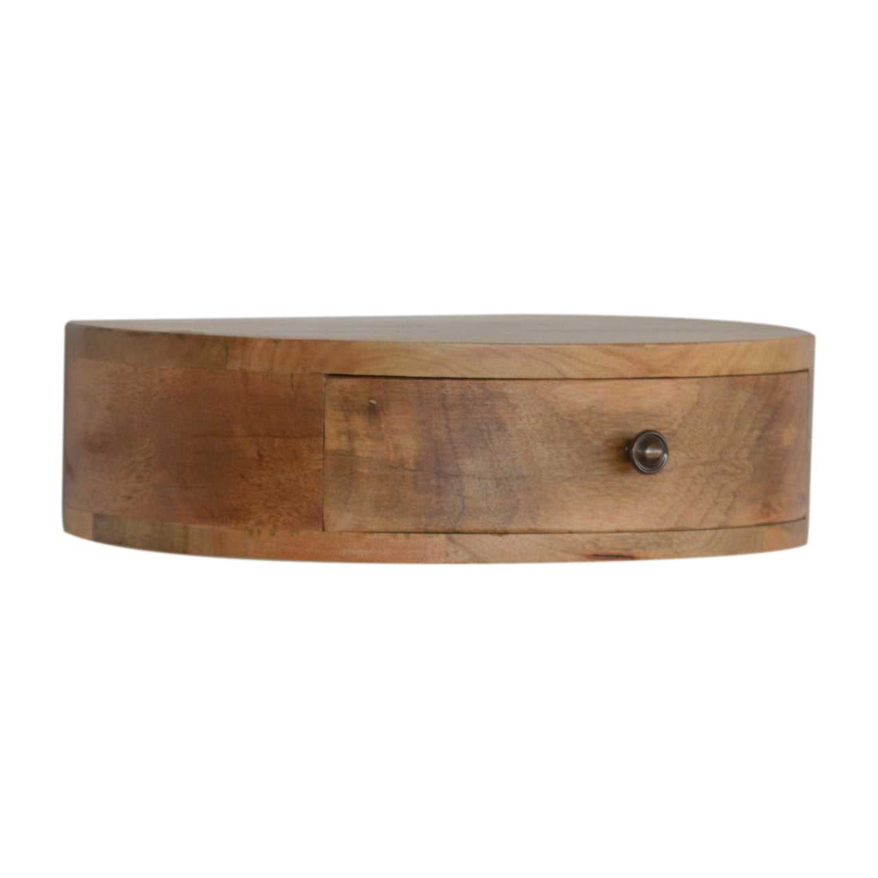 Wall-Mounted Rounded Bedside with 1 Drawer, Handmade Solid Wood