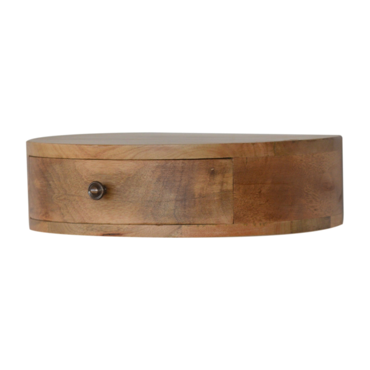 Wall-Mounted Rounded Bedside with 1 Drawer, Handmade Solid Wood