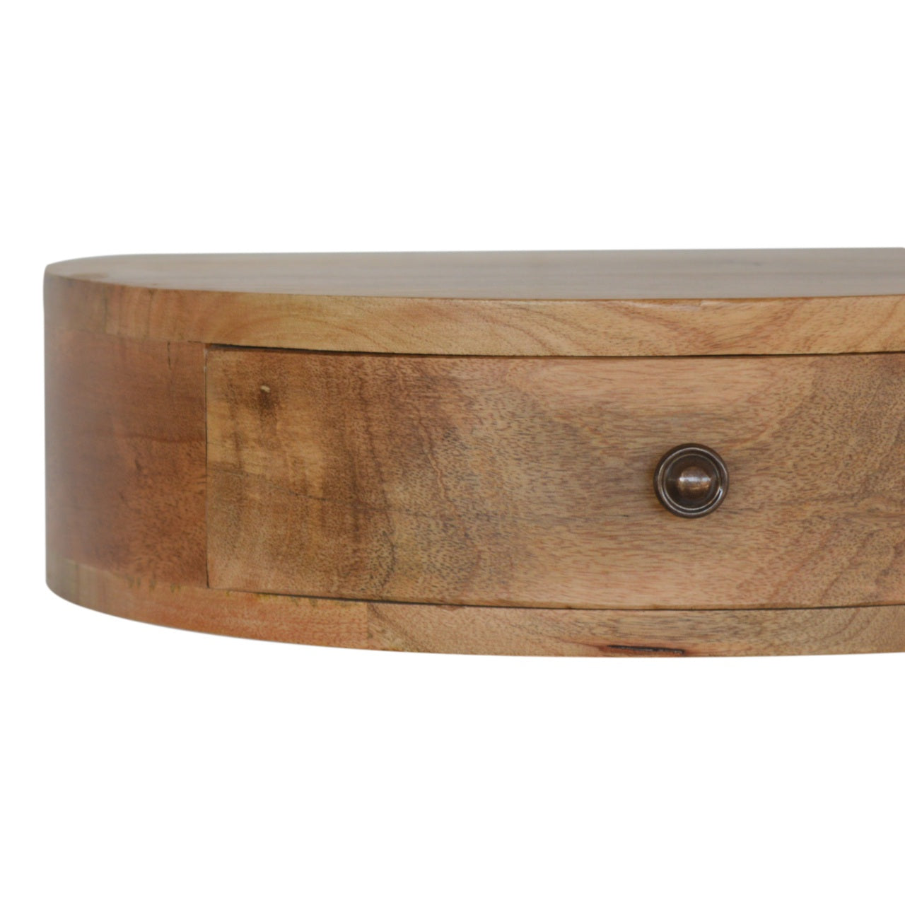 Wall-Mounted Rounded Bedside with 1 Drawer, Handmade Solid Wood