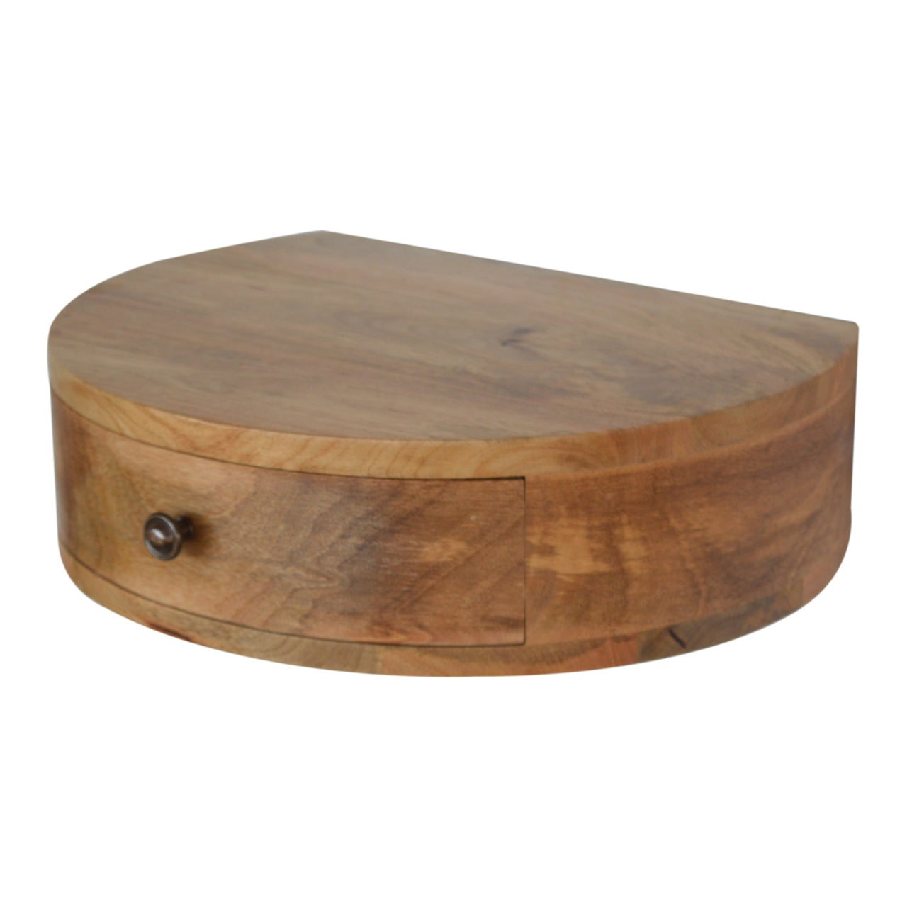 Wall-Mounted Rounded Bedside with 1 Drawer, Handmade Solid Wood