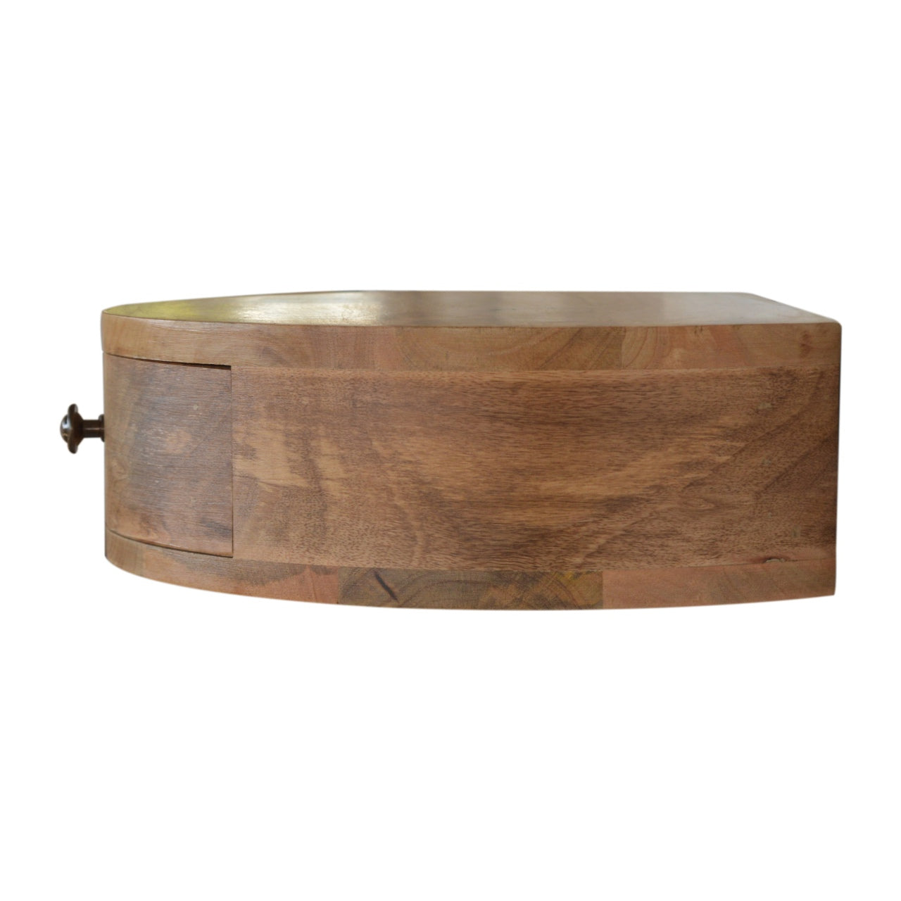 Wall-Mounted Rounded Bedside with 1 Drawer, Handmade Solid Wood