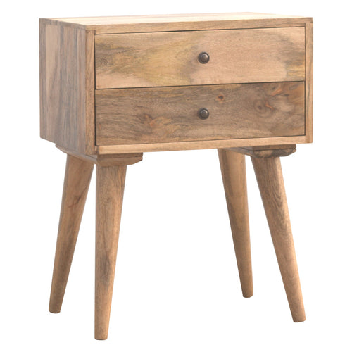 2 Drawer Modern Classic Bedside Table, Handmade Solid Wood, Clean Lines Design