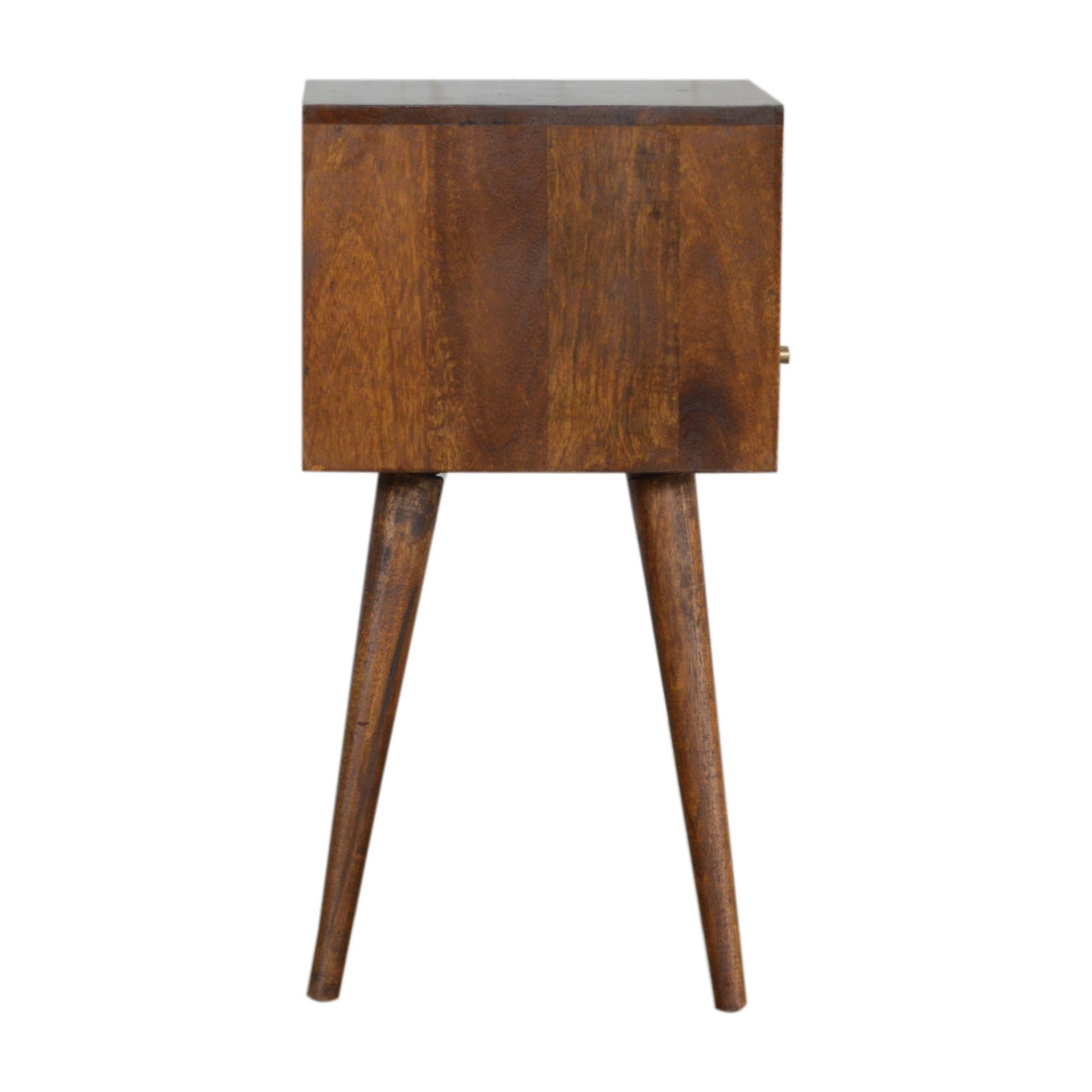 Mini Chestnut Bedside with 1 Drawer and Open Shelf, Handmade Solid Wood, Compact Design