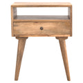 Modern Bedside Table with Open Slot adn 1 Drawer, Handmade Solid Wood, Simple Design
