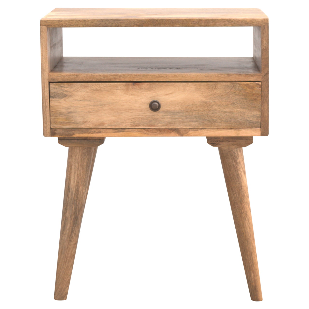 Modern Bedside Table with Open Slot adn 1 Drawer, Handmade Solid Wood, Simple Design