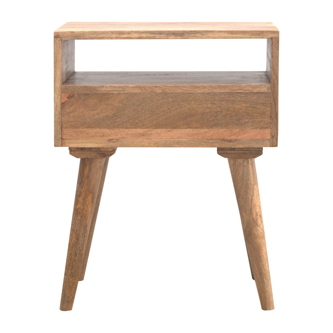 Modern Bedside Table with Open Slot adn 1 Drawer, Handmade Solid Wood, Simple Design