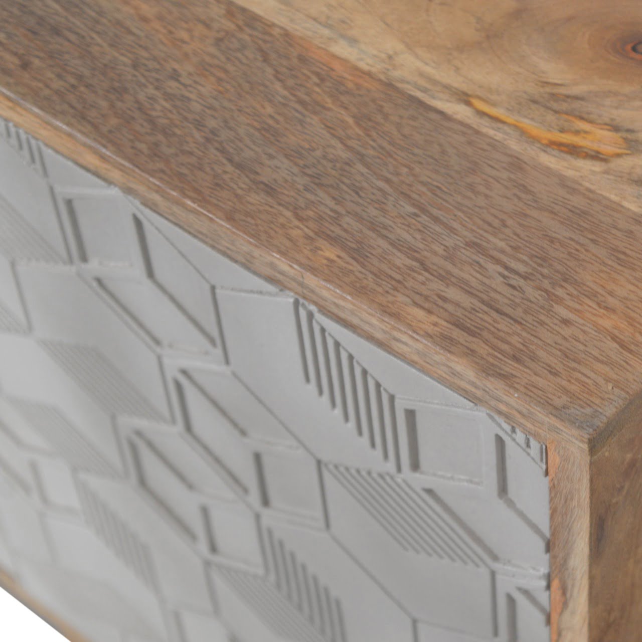 Acadia Bedside with Door and 2 Shelves, Handmade Solid Wood, Cube Design