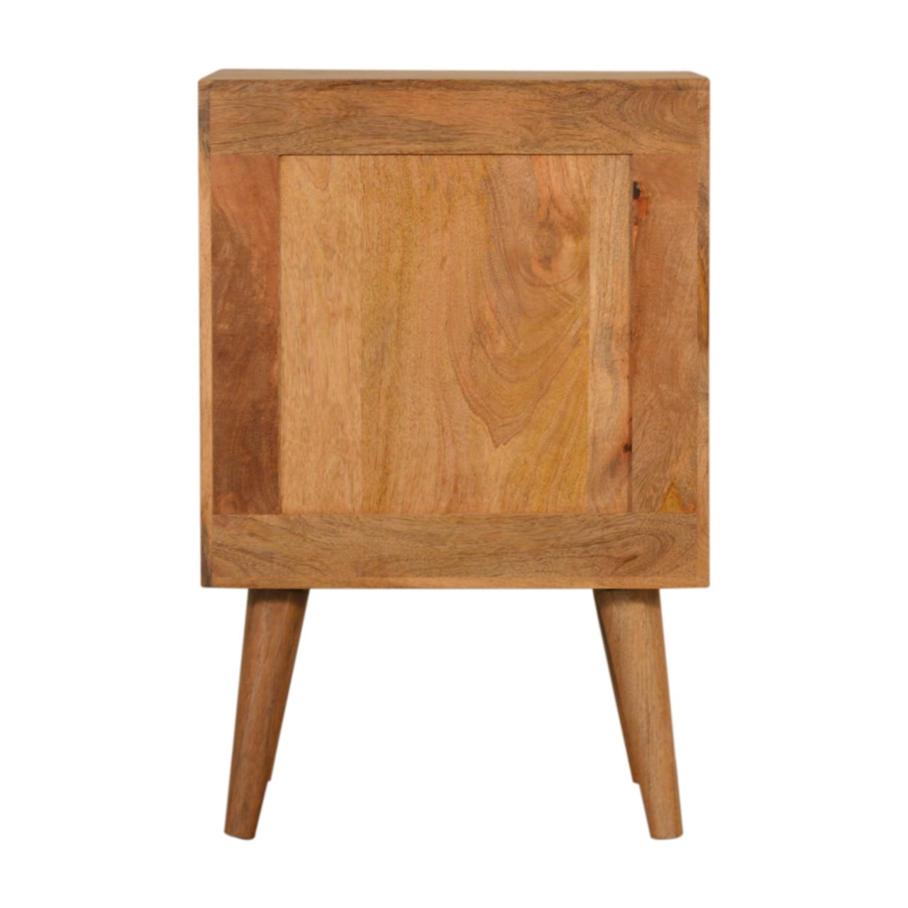 Acadia Bedside with Door and 2 Shelves, Handmade Solid Wood, Cube Design