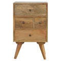 Nordic Style Bedside Table with 4 Drawers, Handmade Solid Wood