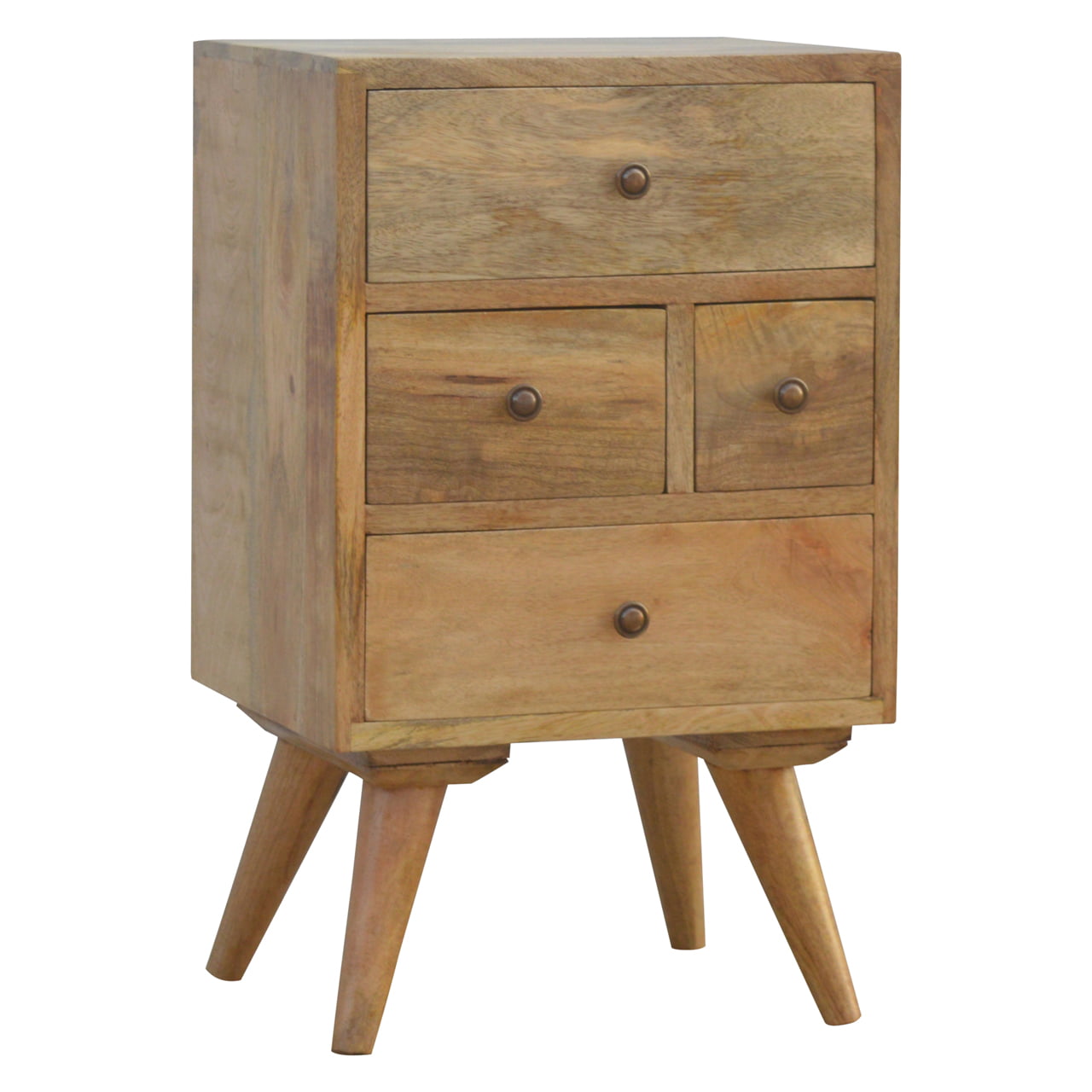 Nordic Style Bedside Table with 4 Drawers, Handmade Solid Wood