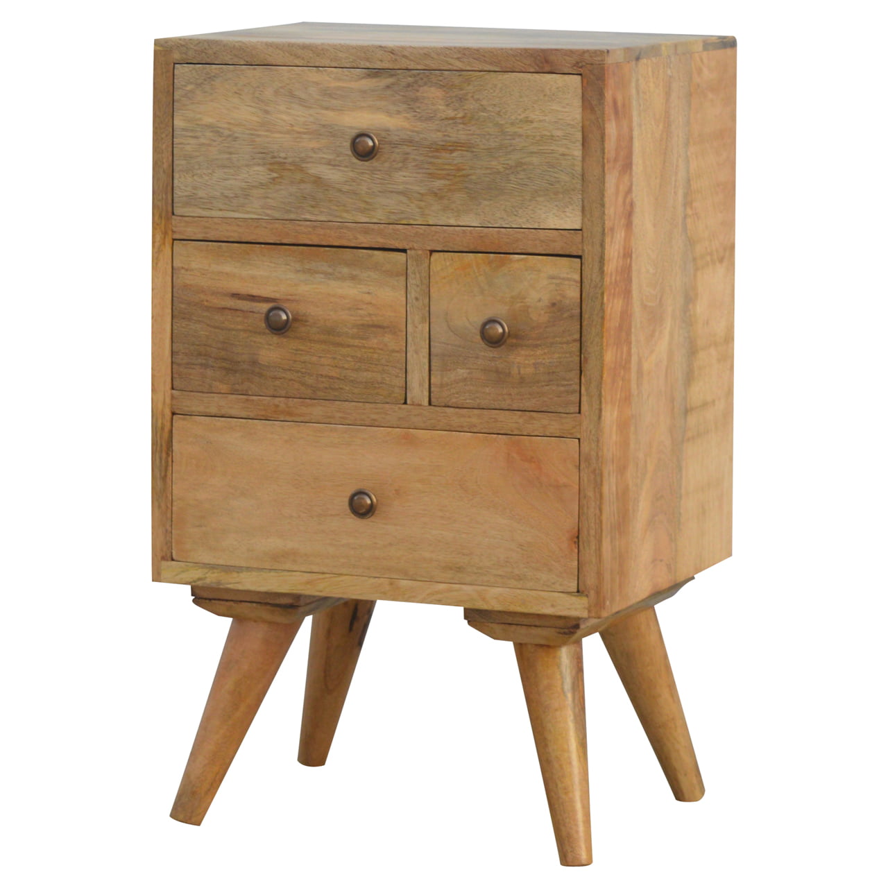 Nordic Style Bedside Table with 4 Drawers, Handmade Solid Wood