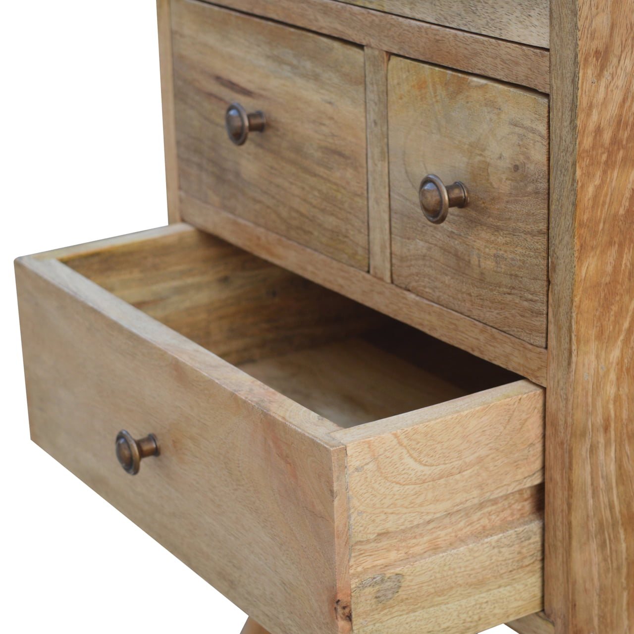 Nordic Style Bedside Table with 4 Drawers, Handmade Solid Wood