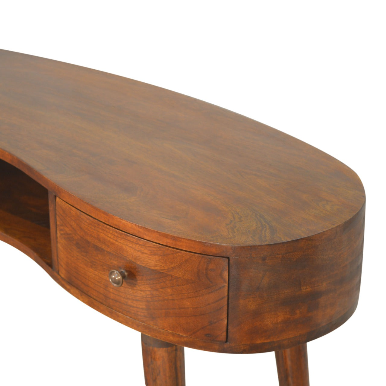 2 Drawer and Shelf Chestnut Wave Writing Desk featuring Curved Design, Handmade Solid Wood