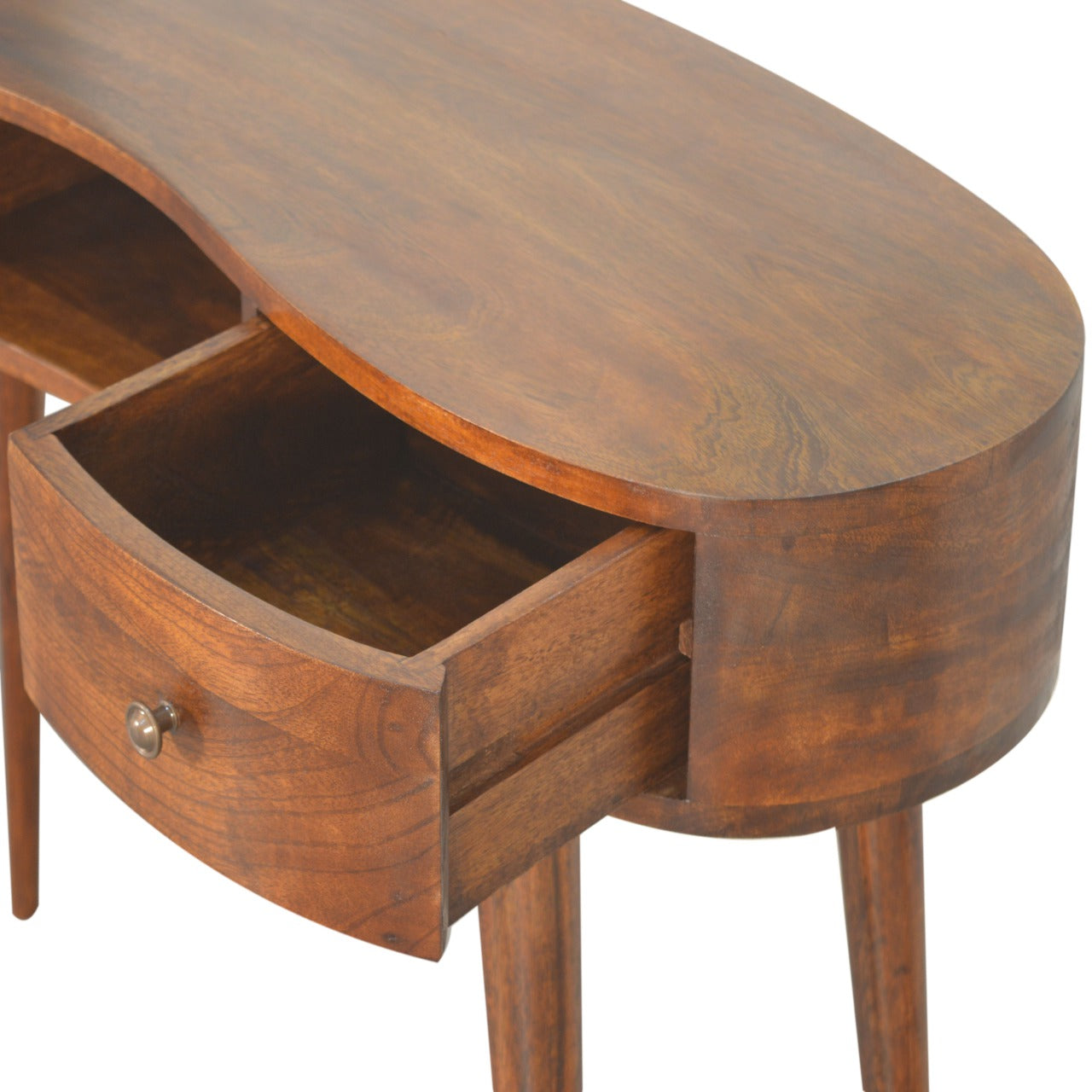 2 Drawer and Shelf Chestnut Wave Writing Desk featuring Curved Design, Handmade Solid Wood