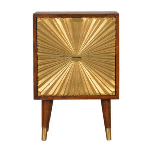 Manila Gold Bedside - Solid Wood 2 Drawer Nightstand