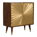 Gold Door Cabinet with Storage, Handmade Solid Wood, Elegant Sunrise Finish