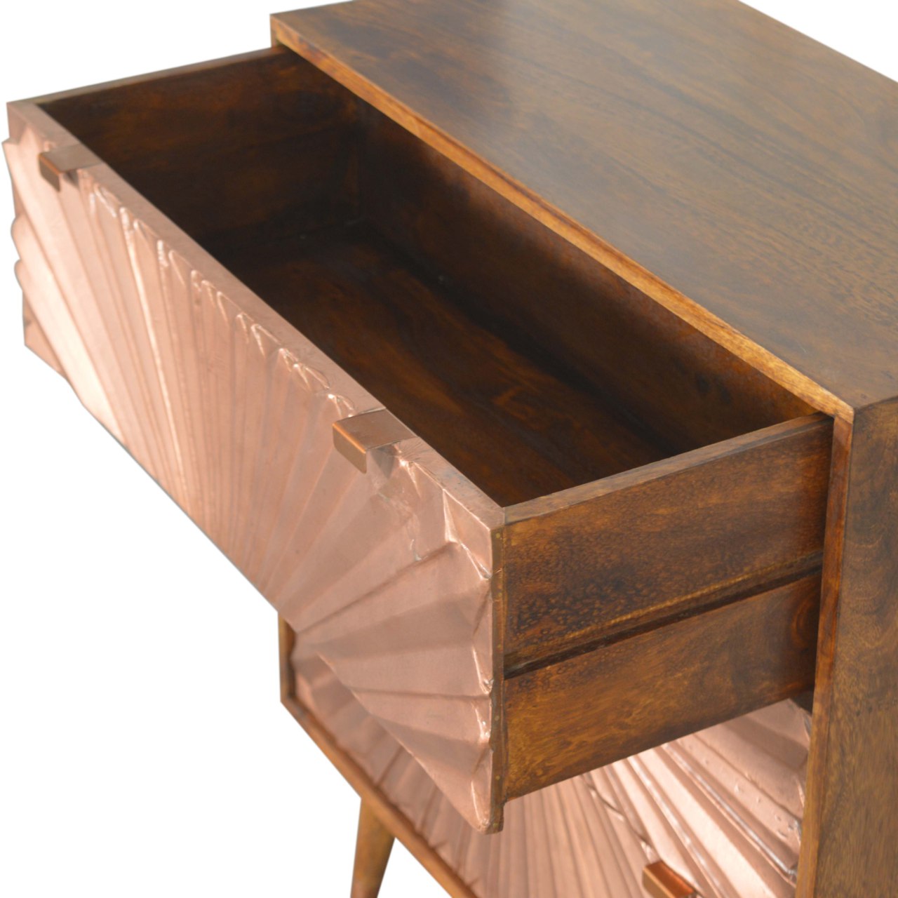 3 Drawer Copper Chest with Storage, Handmade Solid Wood, Statement Furniture