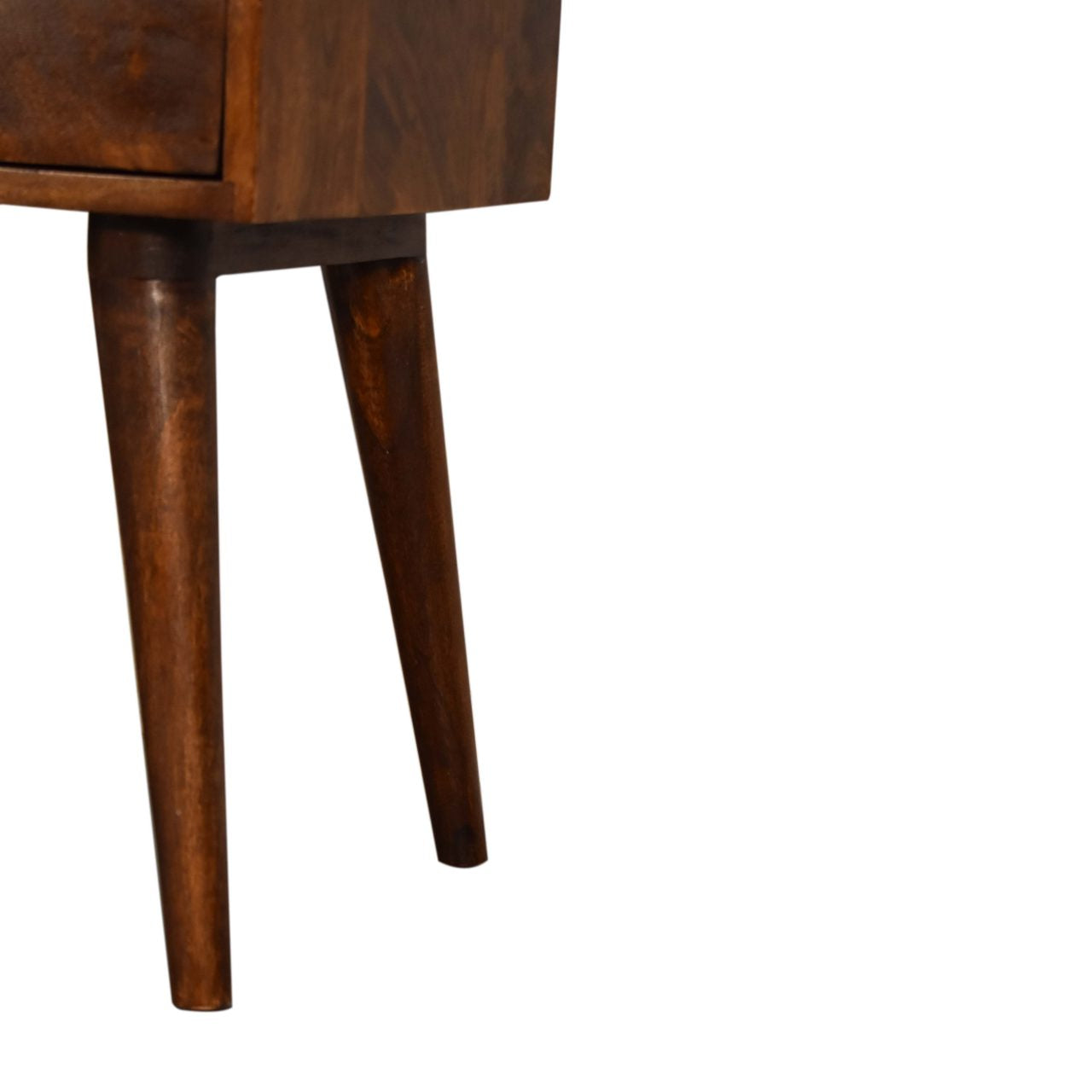 Chestnut Bedside Table with 2 Drawers, Handmade Solid Wood, Modern Nordic Style