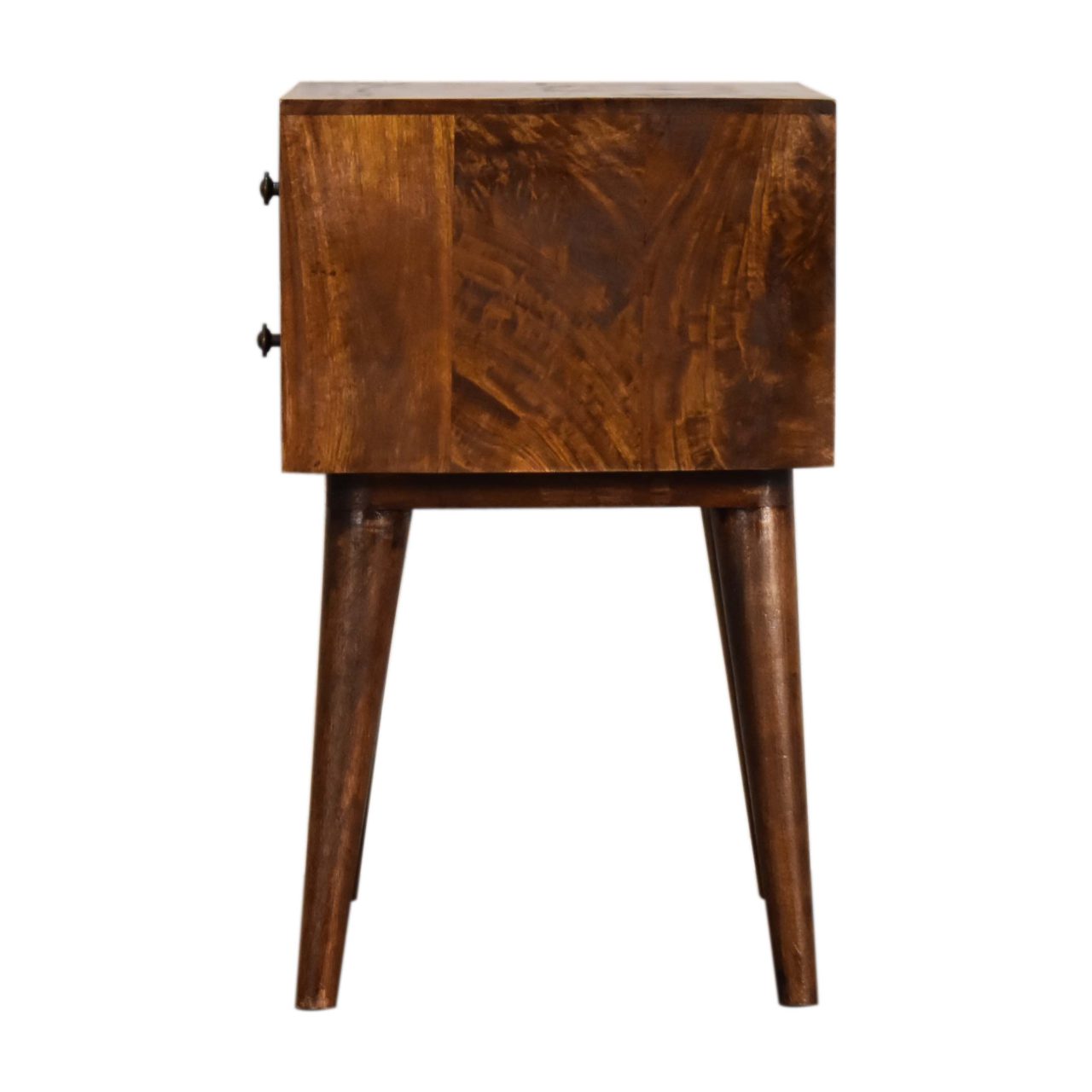 Chestnut Bedside Table with 2 Drawers, Handmade Solid Wood, Modern Nordic Style