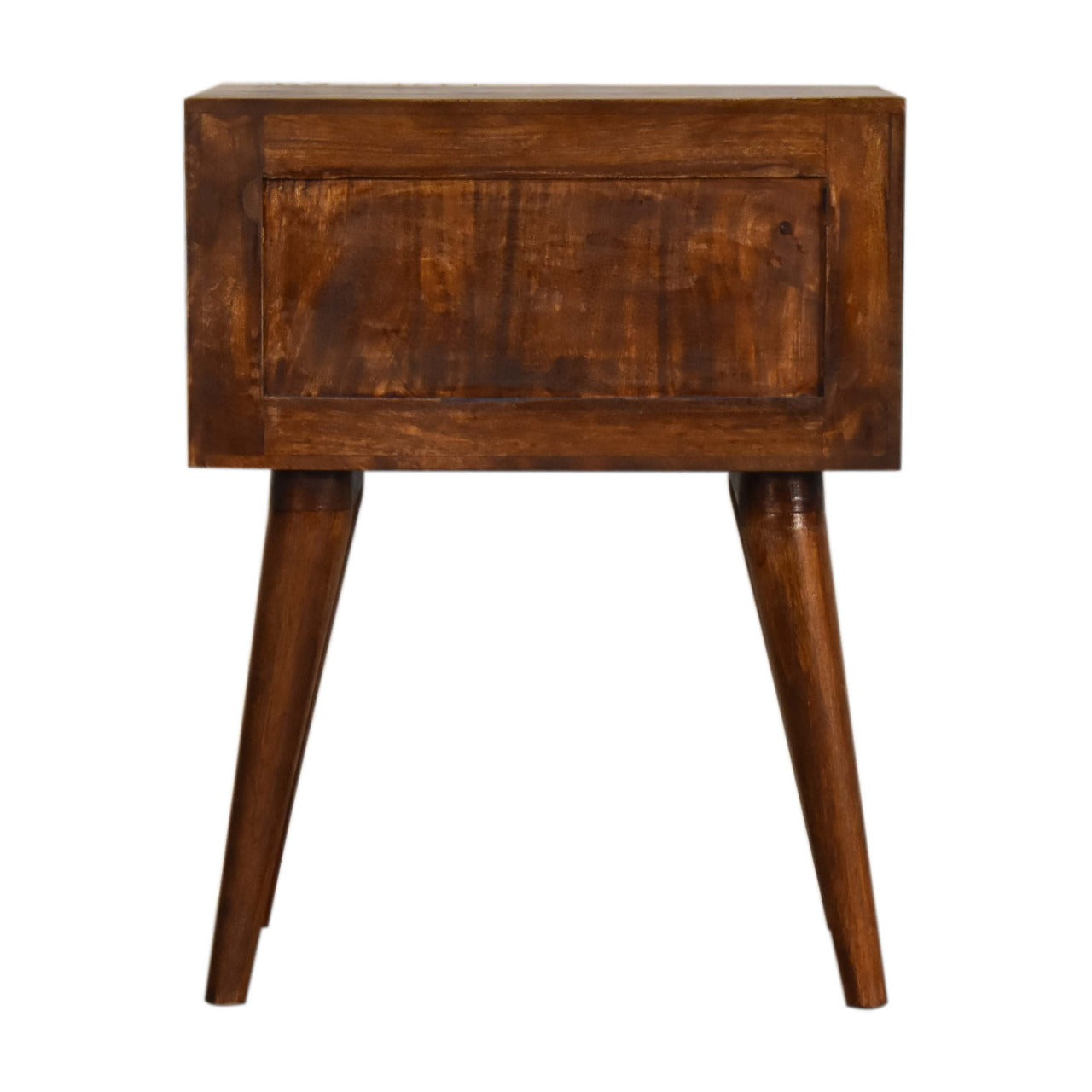 Chestnut Bedside Table with 2 Drawers, Handmade Solid Wood, Modern Nordic Style