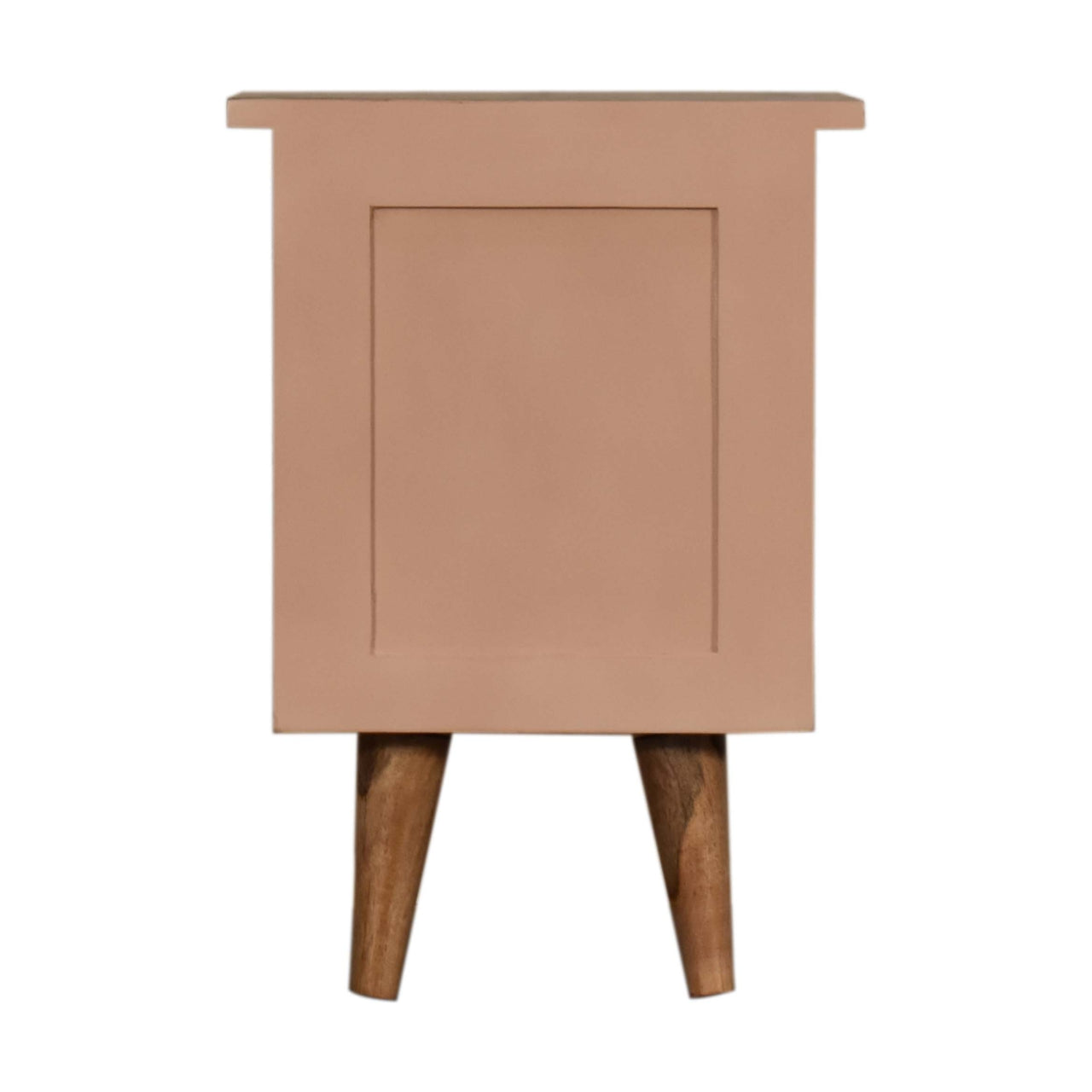Classic Solid Wood Bedside Table – 2 Drawers, Pink Hand-Painted, Nordic Legs