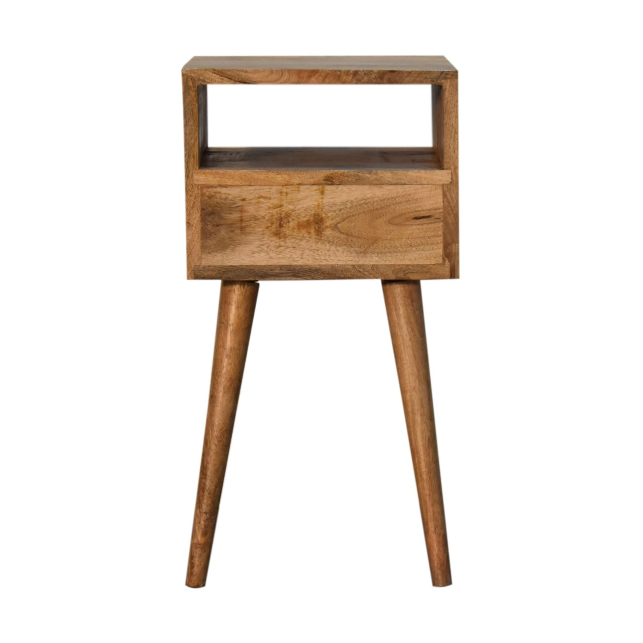 Hand-Painted Pink Bedside Table – 1 Drawer, Open Shelf, Nordic Legs