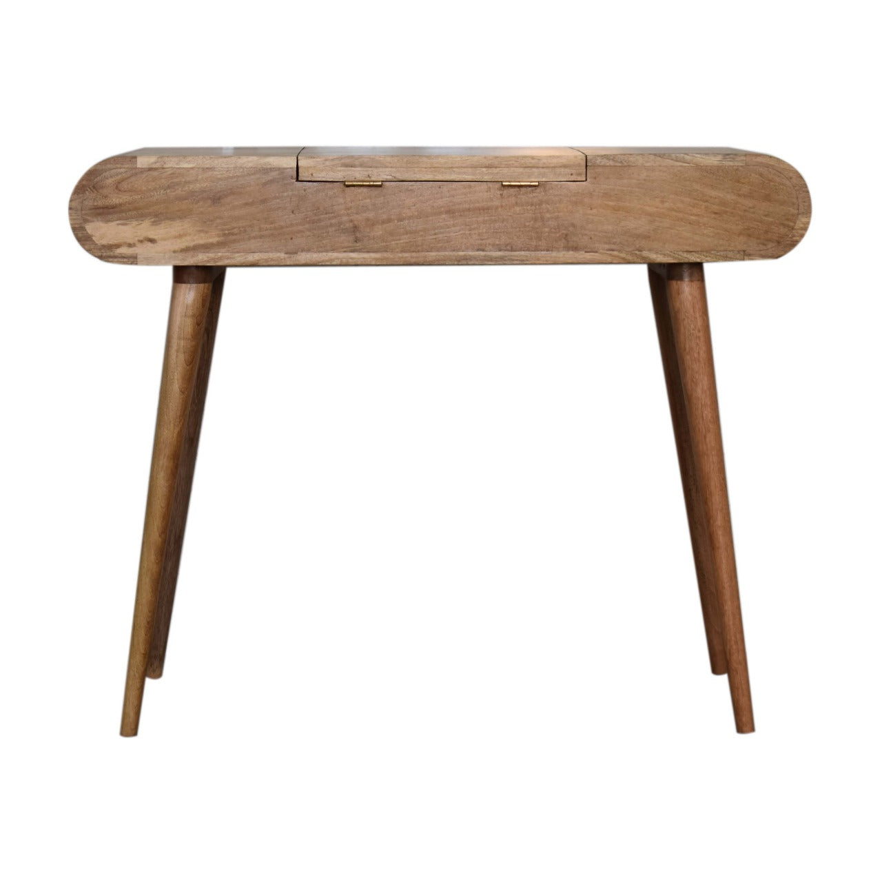 Handmade Solid Wood Round Dressing Table – 2 Drawers with Mirror & Storage Vanity