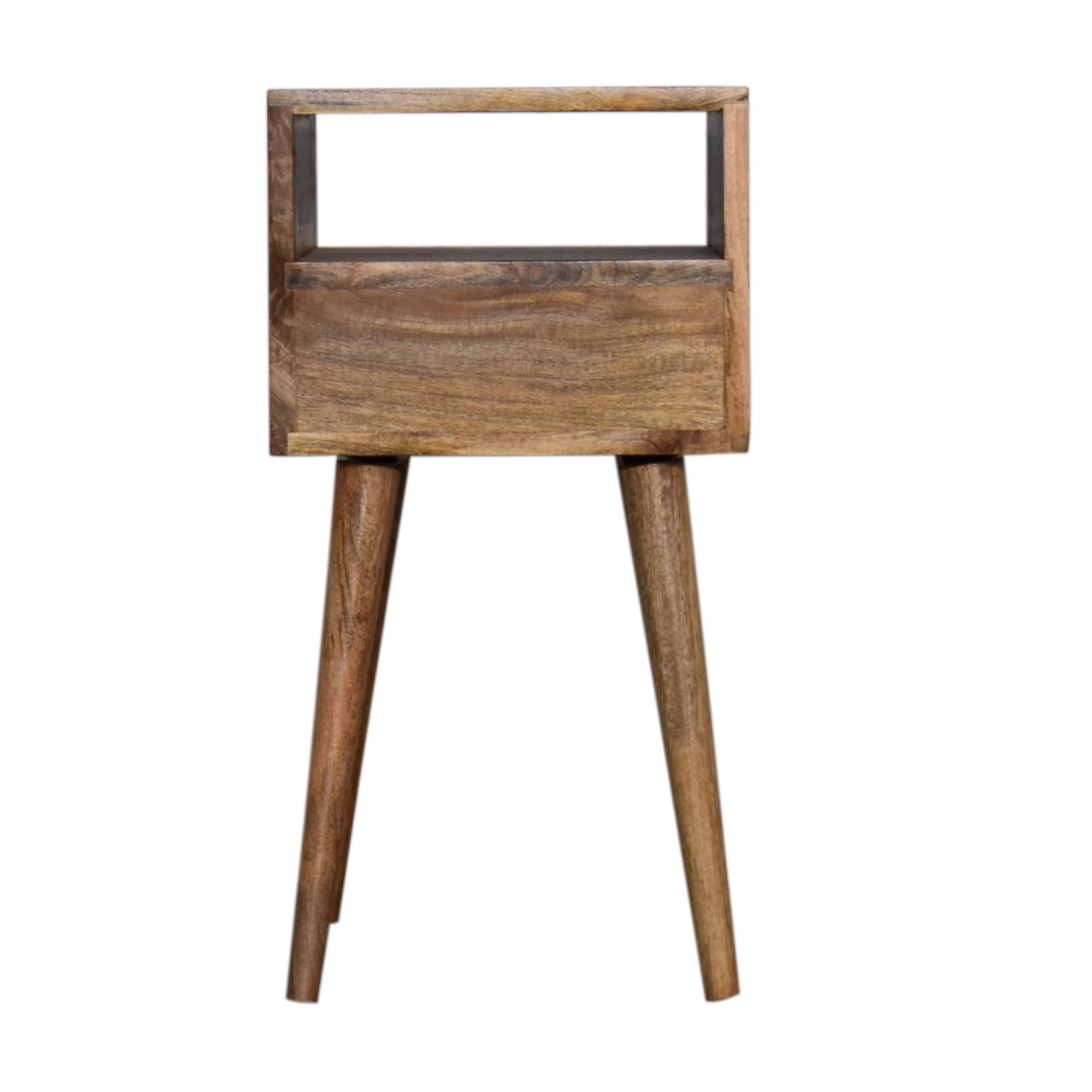 Hand-Painted Navy Blue Bedside Table – 1 Drawer, Open Shelf, Nordic Legs