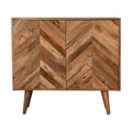2 Shelf Cabinet with Geometric Design from Solid Wood