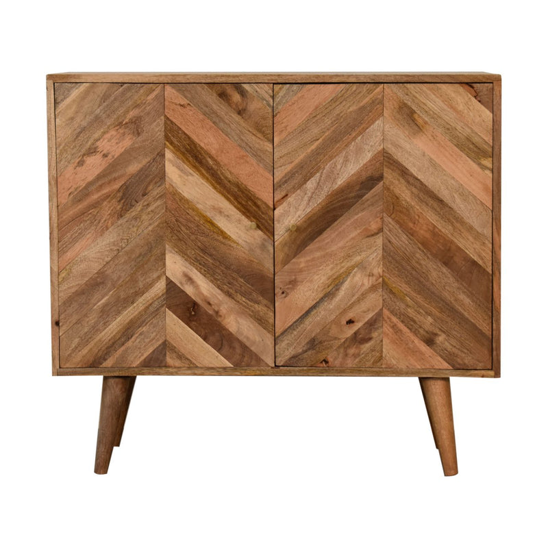 2 Shelf Cabinet with Geometric Design from Solid Wood