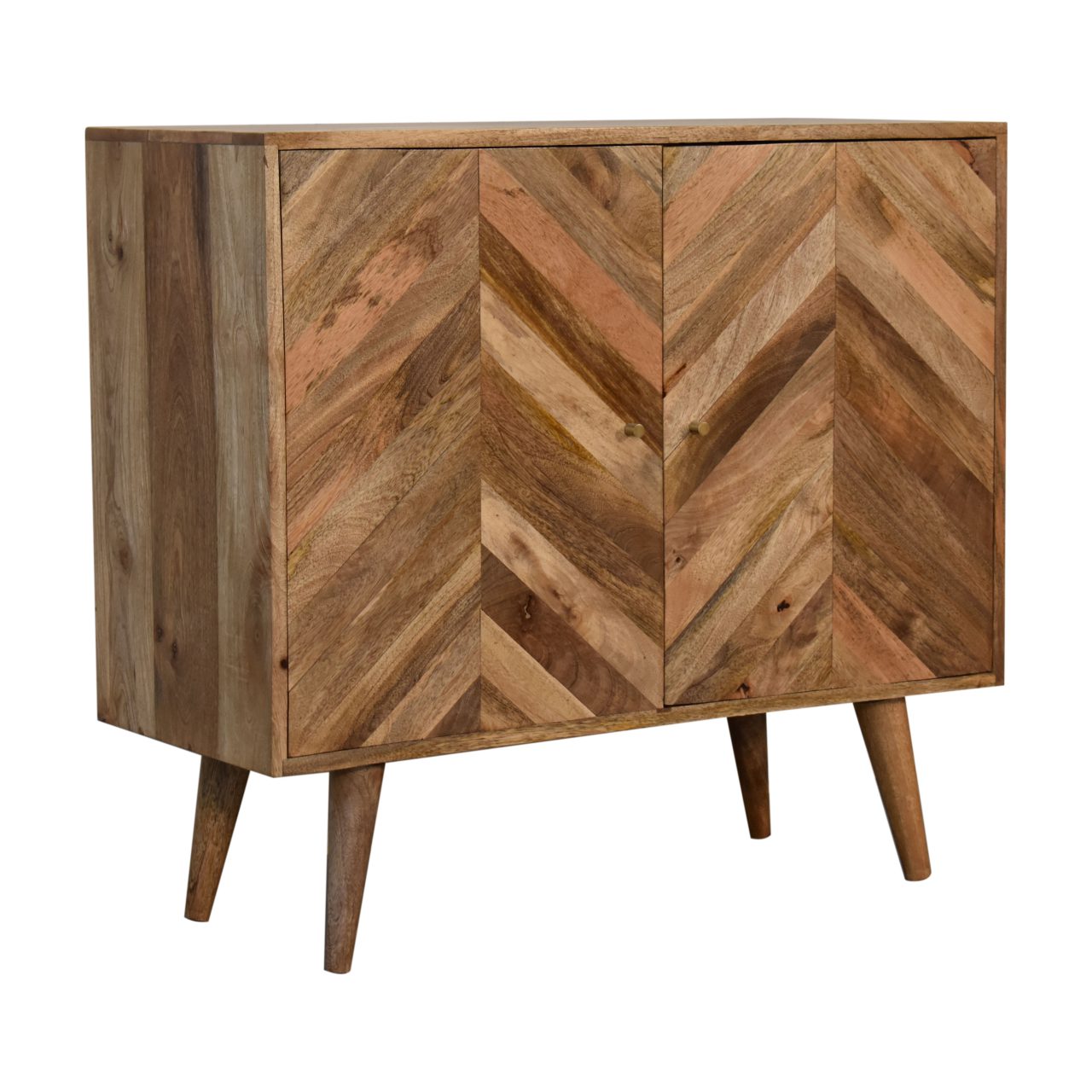 2 Shelf Cabinet with Geometric Design from Solid Wood