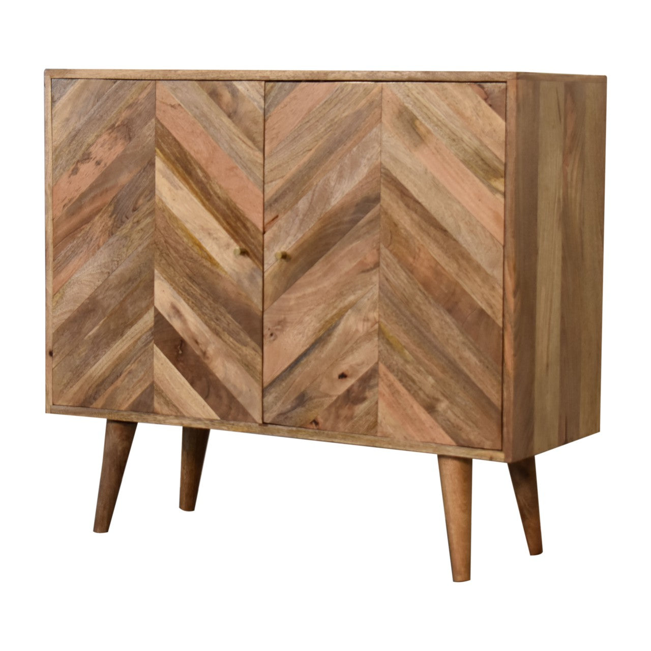 2 Shelf Cabinet with Geometric Design from Solid Wood