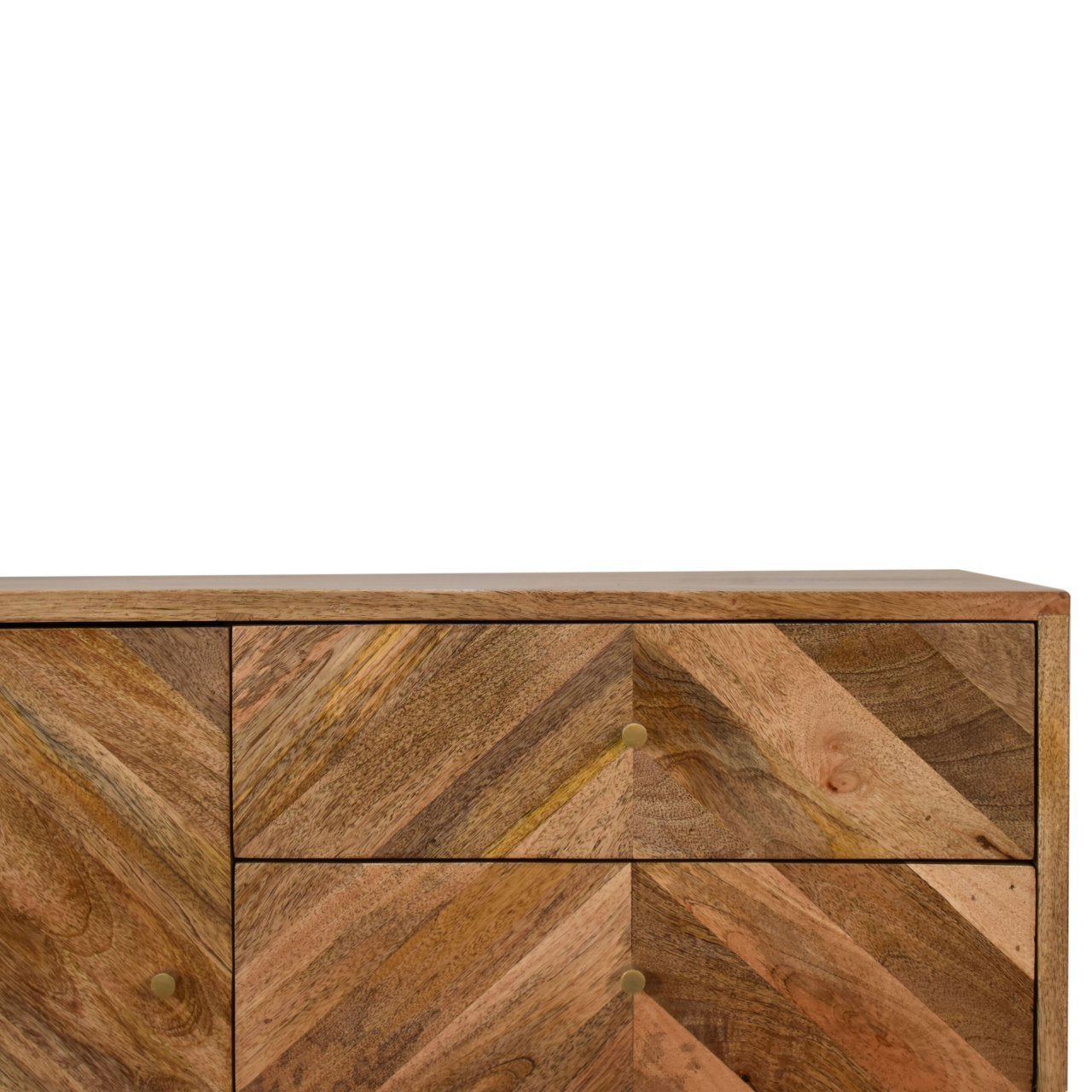 2 Drawer and Cabinet Sideboard with Geometric Design from Solid Wood