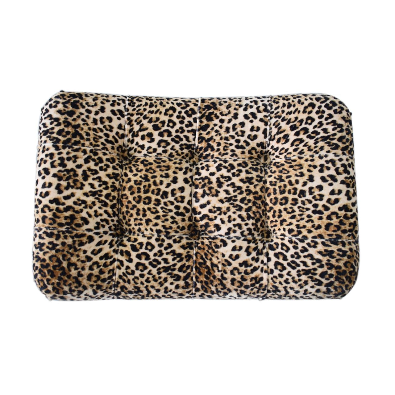 handmade Solid Wood Cotton Velvet Leopard Print Curved Bench