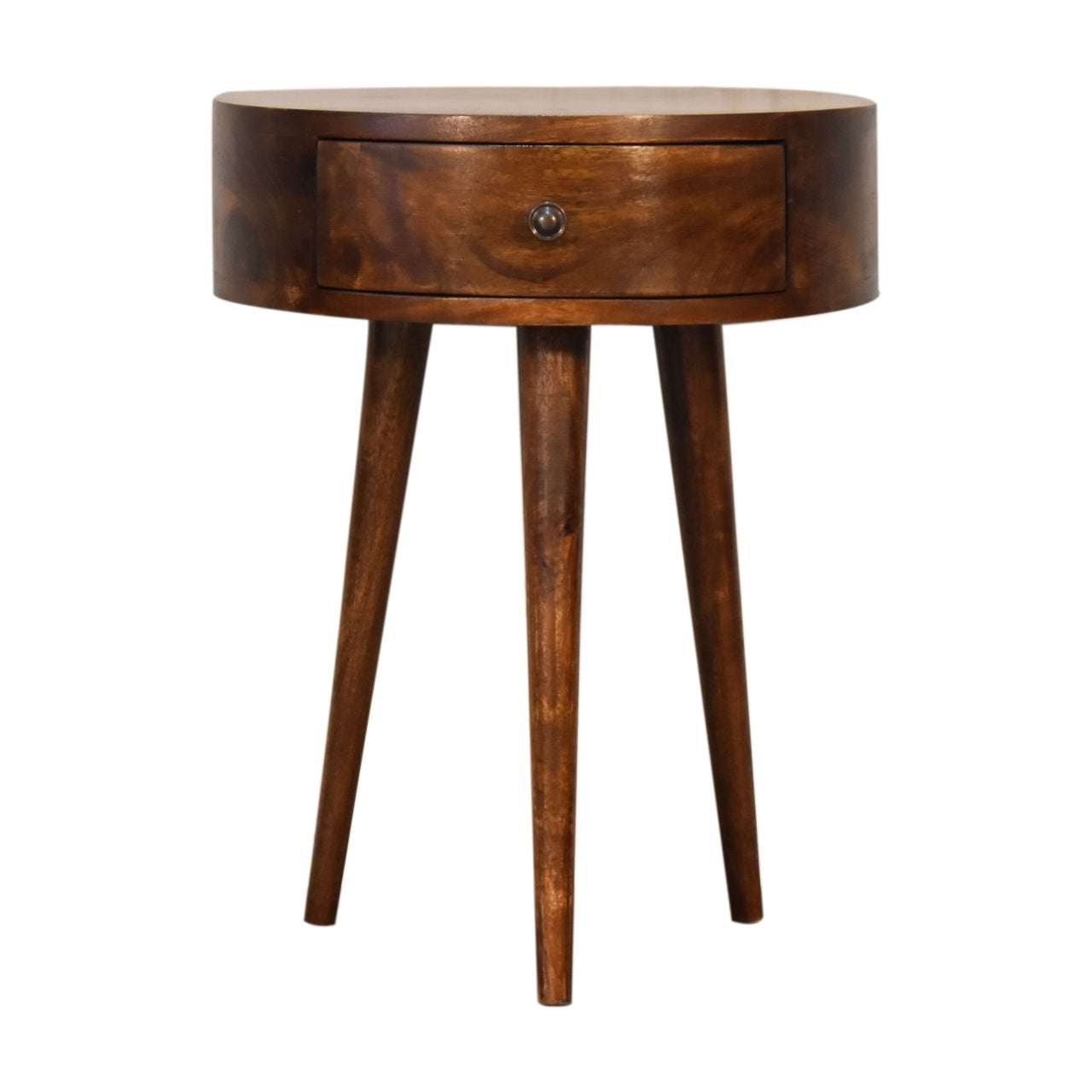 Chestnut Semi-Circle Bedside Table - Solid Mango Wood | 1 Drawer