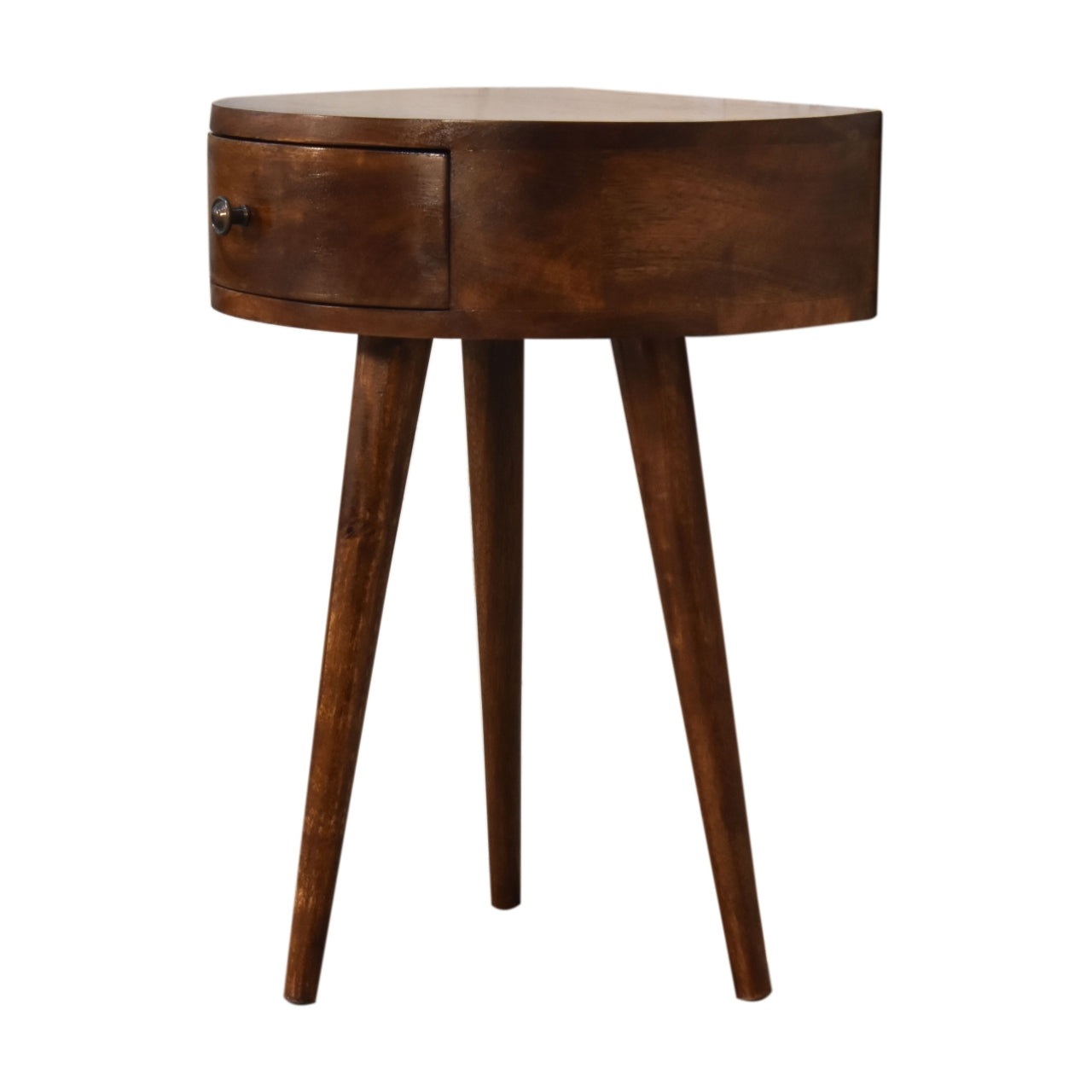 Chestnut Semi-Circle Bedside Table - Solid Mango Wood | 1 Drawer