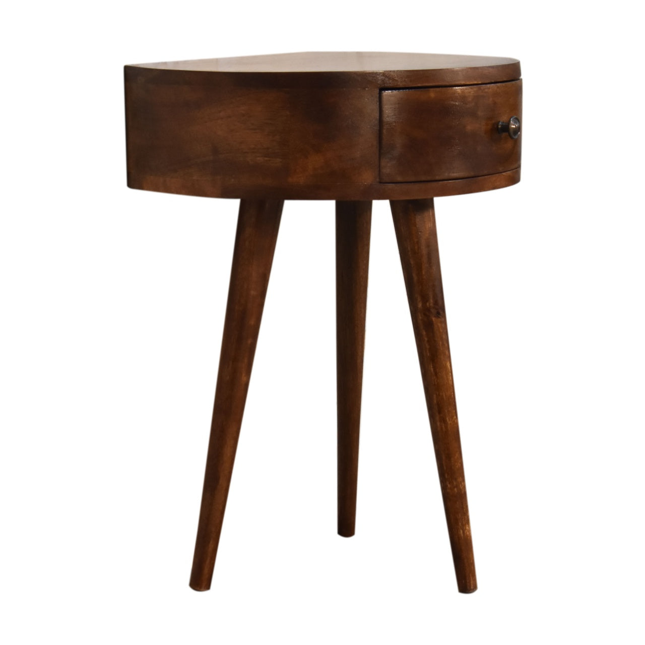 Chestnut Semi-Circle Bedside Table - Solid Mango Wood | 1 Drawer
