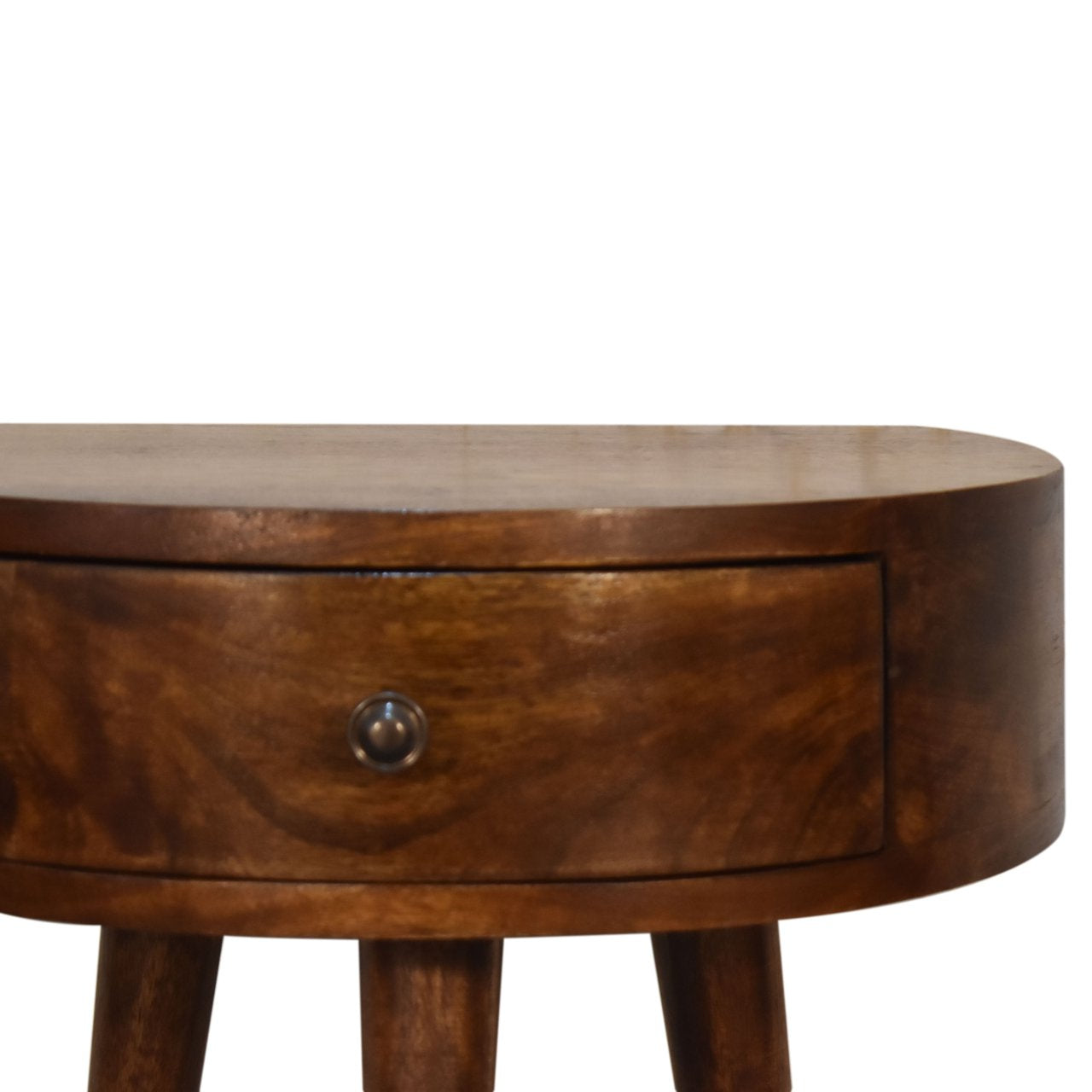 Chestnut Semi-Circle Bedside Table - Solid Mango Wood | 1 Drawer
