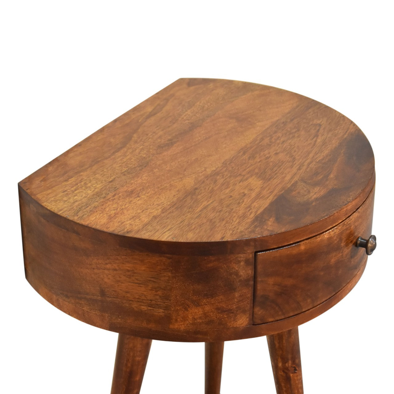 Chestnut Semi-Circle Bedside Table - Solid Mango Wood | 1 Drawer