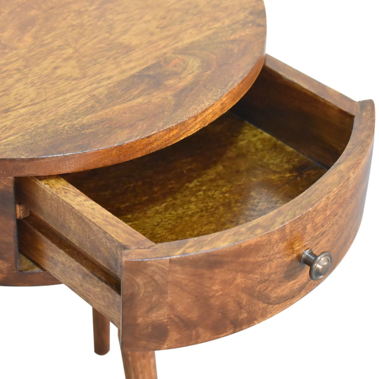 Chestnut Semi-Circle Bedside Table - Solid Mango Wood | 1 Drawer