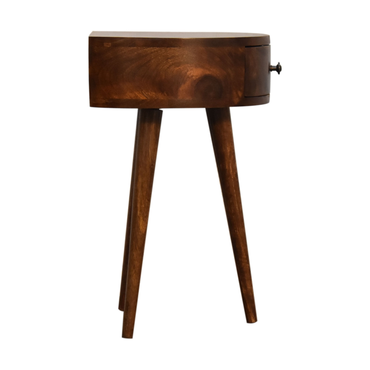 Chestnut Semi-Circle Bedside Table - Solid Mango Wood | 1 Drawer
